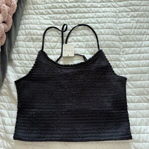 Free People Black Ribbed Tank Top